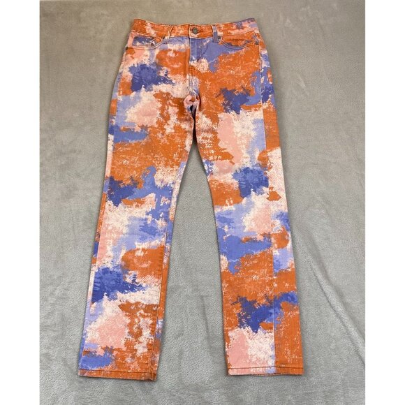 Levis Women's Jeans Size 6M 28x32 Mid Rise Skinny Orange TieDye Denim Hippie - Picture 11 of 12